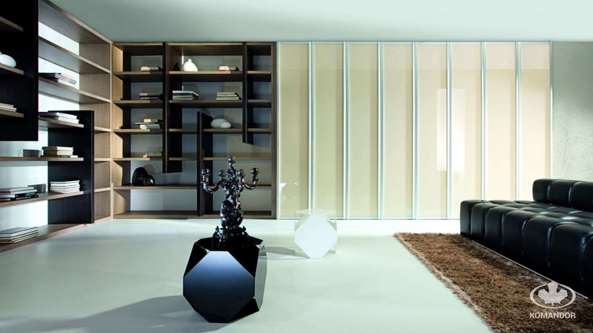 minimalistyczne meble szafa uchylna w salonie komandor