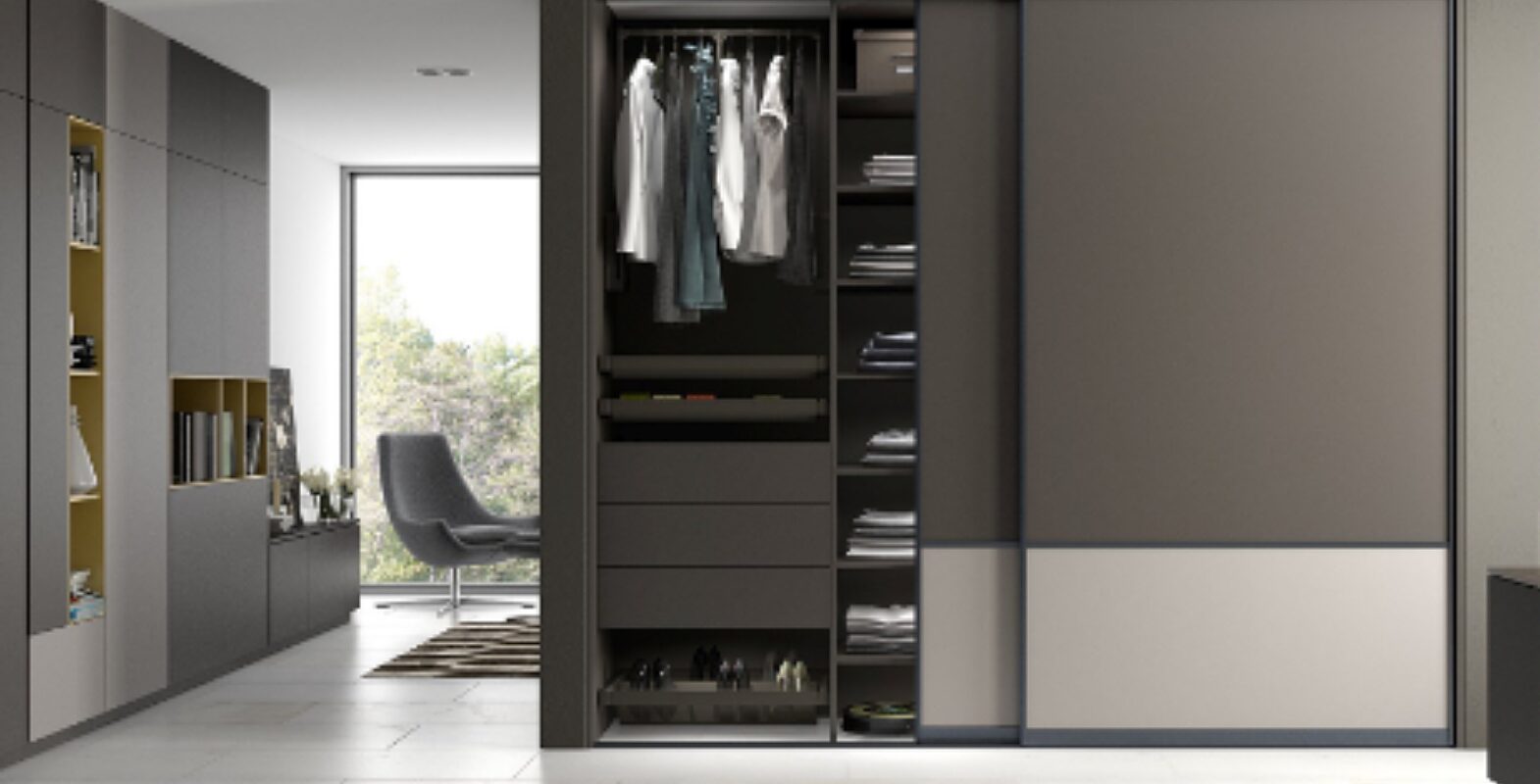 Aranzacja przedpokoj szafir grafitowy otwarta