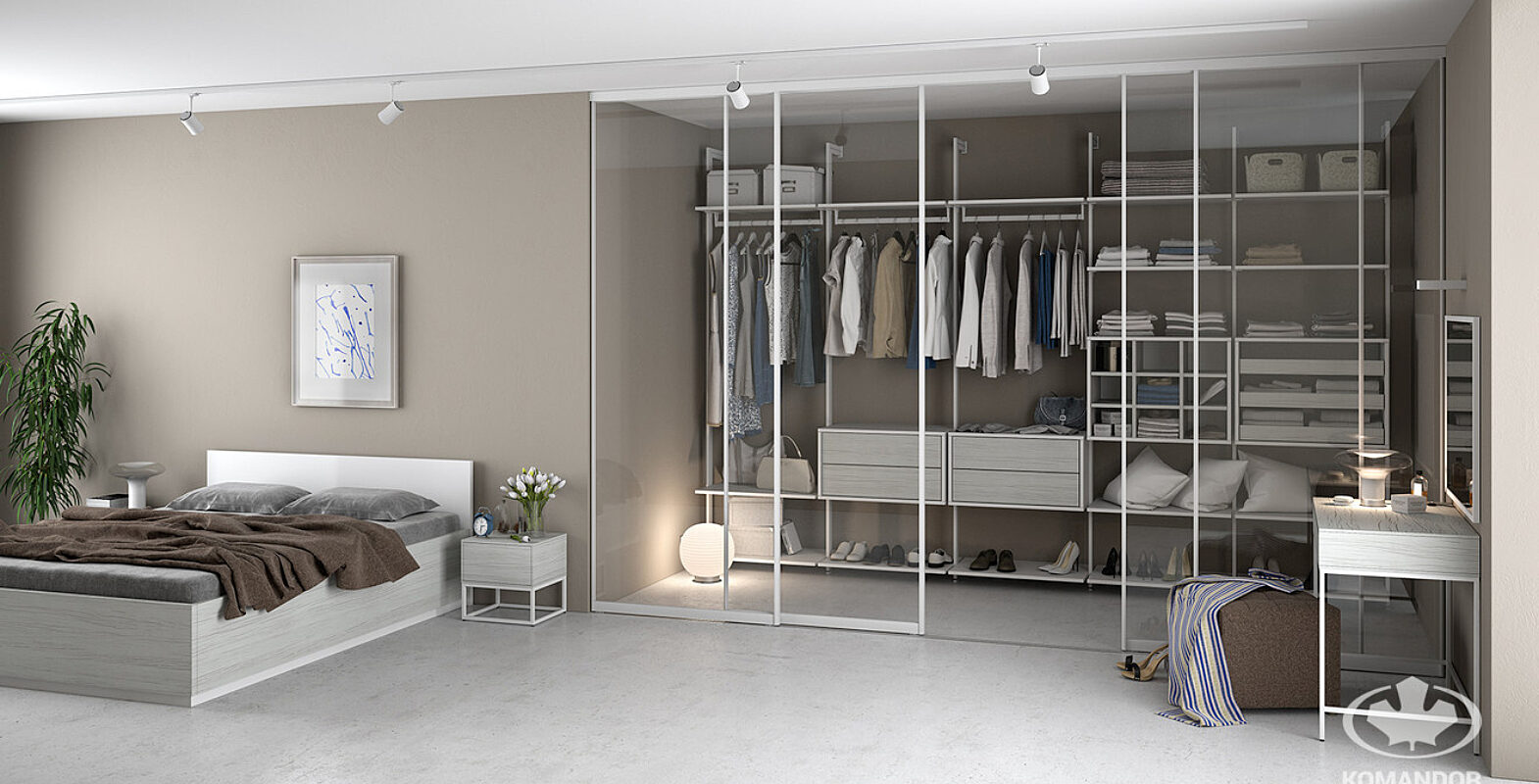 drzwi przesuwne do garderoby ze szkłem szafir