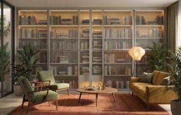 Szafa przesuwna i biblioteczka salon