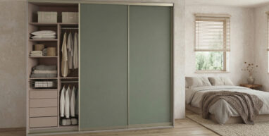 Szafa w sypialni wabisabi i japandi