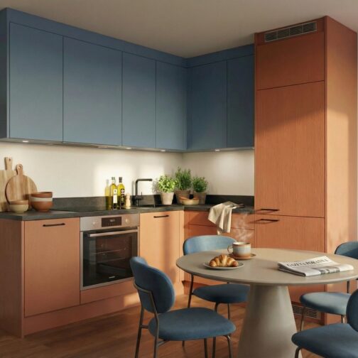 Kuchnia L niebiesko ruda komandor 2