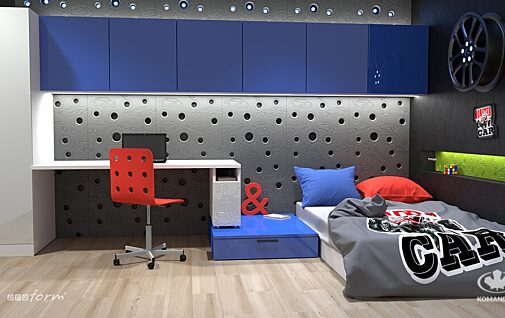 Meble na wymiar do pokoju dziecka z niebieskim akcentem
