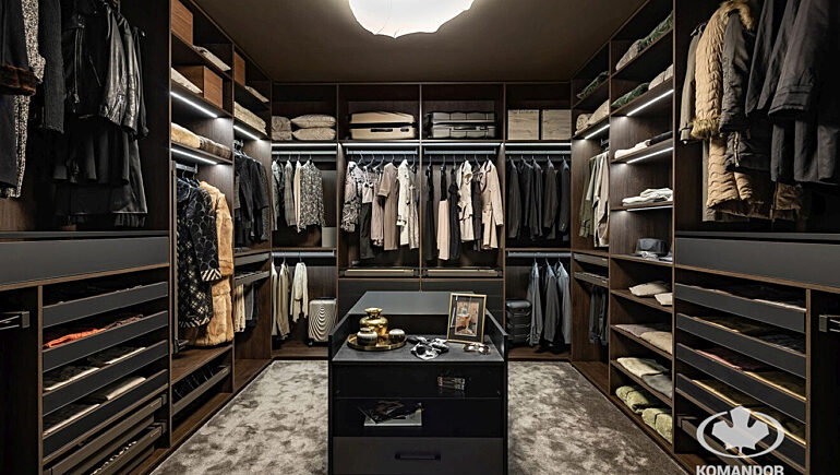 Realizacja garderoba walk in z wyspa 1