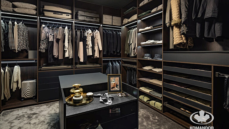 Realizacja garderoba walk in z wyspa 3