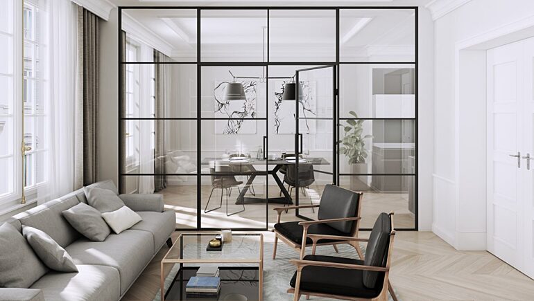 Salon polaczony z jadalnia system lumi 2