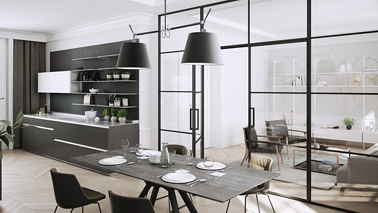 Salon polaczony z jadalnia system lumi 4