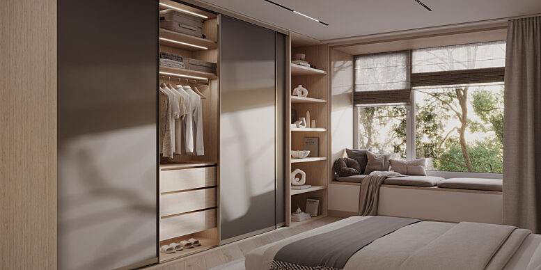 Sypialnia z szafa przesuwna szafir