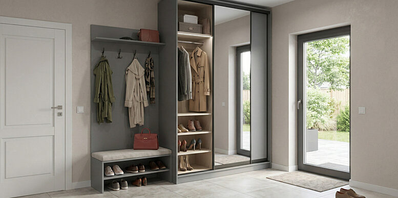 Szafa przesuwna szara przedpokoj komandor 2