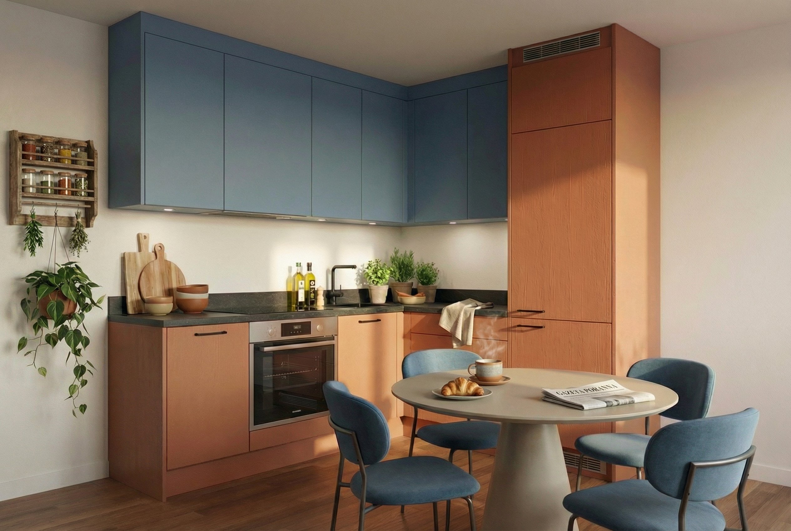 Kuchnia L niebiesko ruda komandor 2