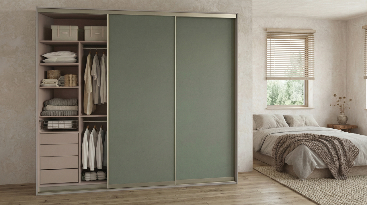 Szafa w sypialni wabisabi i japandi